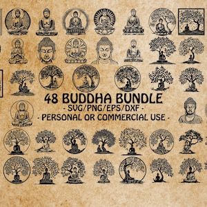 BUDDHA ART SVG, serene Boeddha Clipart, meditatie Art Design Svg-bestanden voor Cricut, spirituele pictogramkunst