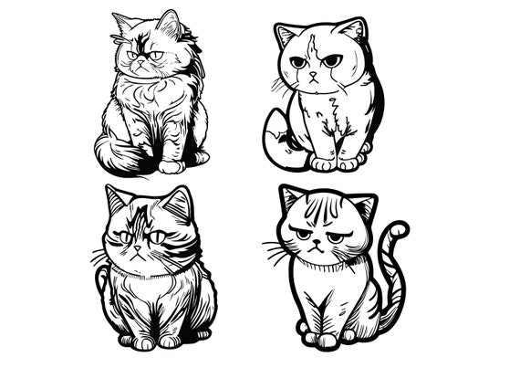 ANGRY CAT SVG Cat Clipart Cute Angry Cat Svg Cut Files for 