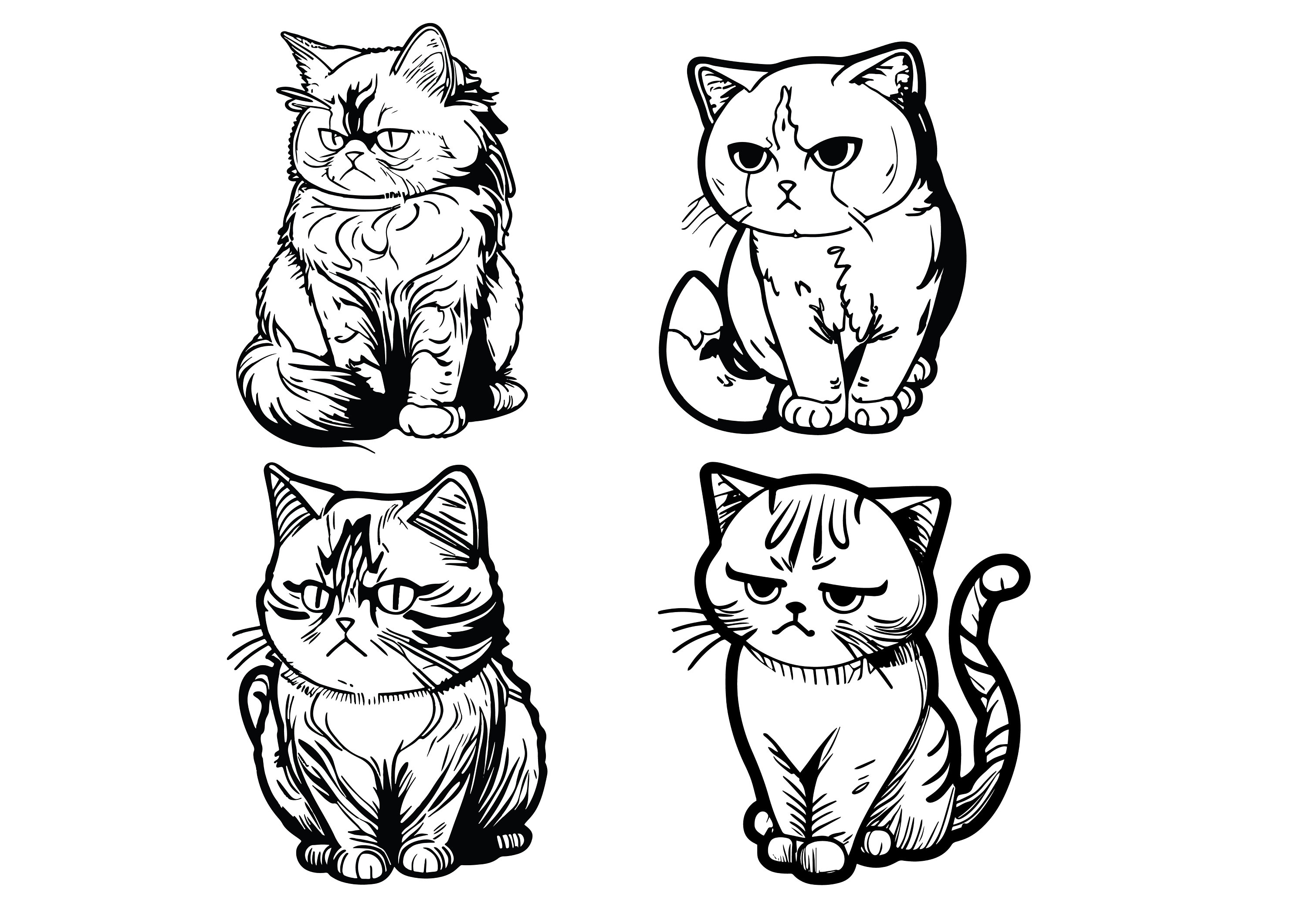 confused cat clipart drawing