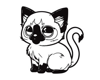 Siamese Cat Clipart Black And White