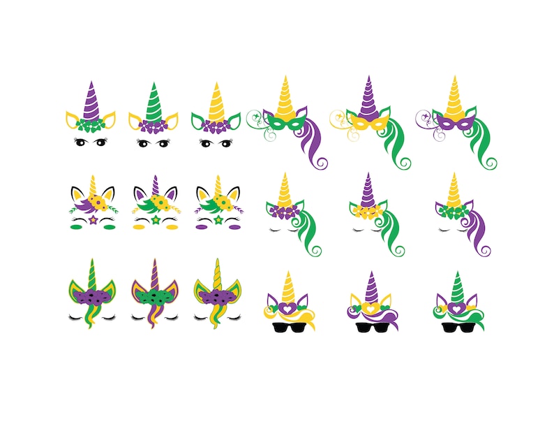Download MARDI GRAS UNICORN Svg Files Mardi Gras Unicorn Clipart | Etsy