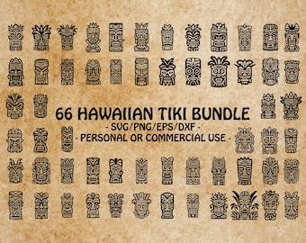 HAWAIIAN TIKI SVG, Polynesian Decor Clipart, Hawaiian Tiki Design Svg Files For Cricut, Tribal Tiki Stencil