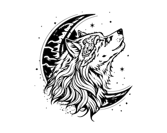 HOWLING WOLF SVG, Howling Wolf Clipart, Howling Wolf Svg Cut File For Cricut, Moon Svg