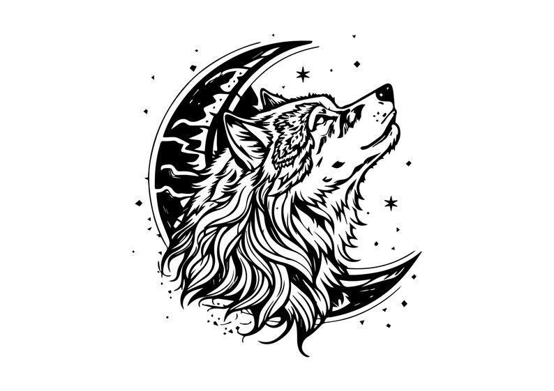 HOWLING WOLF SVG, Howling Wolf Clipart, Howling Wolf Svg Cut File For Cricut, Moon Svg zdjęcie 1