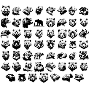 TÊTE D'OURS SVG, fichiers coupés Svg tête d'ours pour Cricut, montagne Svg, Clipart ours, ours visage Svg