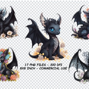 FANTASY DRAGONS WATERCOLOR Clipart, Magical Dragons Clipart Png, Mystical Dragons Png For Commercial Use Transparent Background