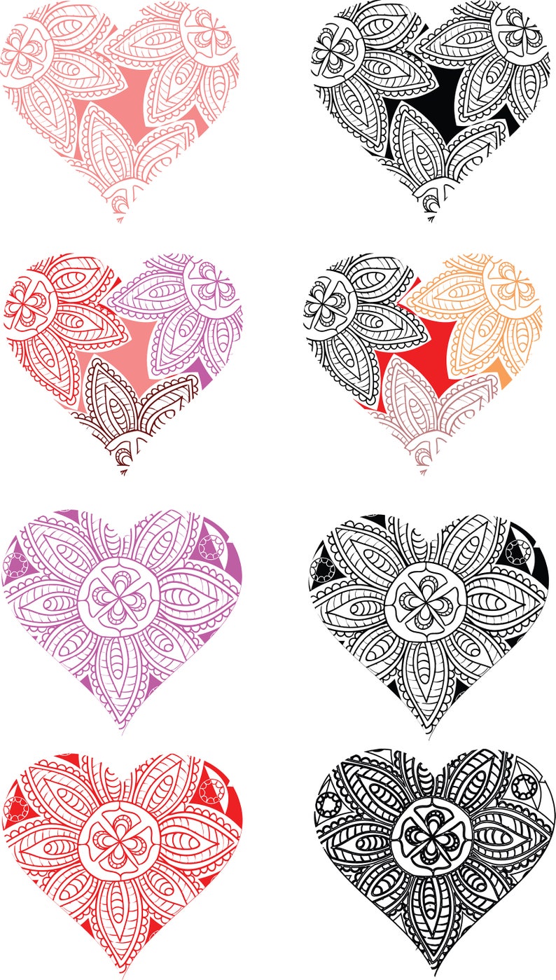 Mandala Heart SVG Valentine's Day SVG Love Silhouette | Etsy