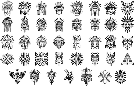 SÍMBOLO AZTECA SVG, Glifo sagrado Clipart, Diseño de figuras rituales  Archivos SVG para Cricut, Arte de símbolos históricos