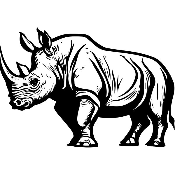 RHINOCÉROS AFRICAIN SVG, Rhinocéros d’Afrique Svg fichiers de coupe pour Cricut, Rhinocéros africain Clipart