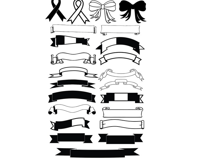 Best Ribbons Dxf Ribbon Svg, Ribbon Clipart, Ribbon Cut Files, Cute Ribbon Svg Cut File ...