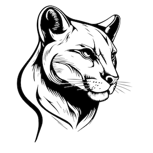 TÊTE DE COUGAR SVG, Clipart de couguar, tête de couguar fichier coupe Svg pour Cricut, Svg de couguar