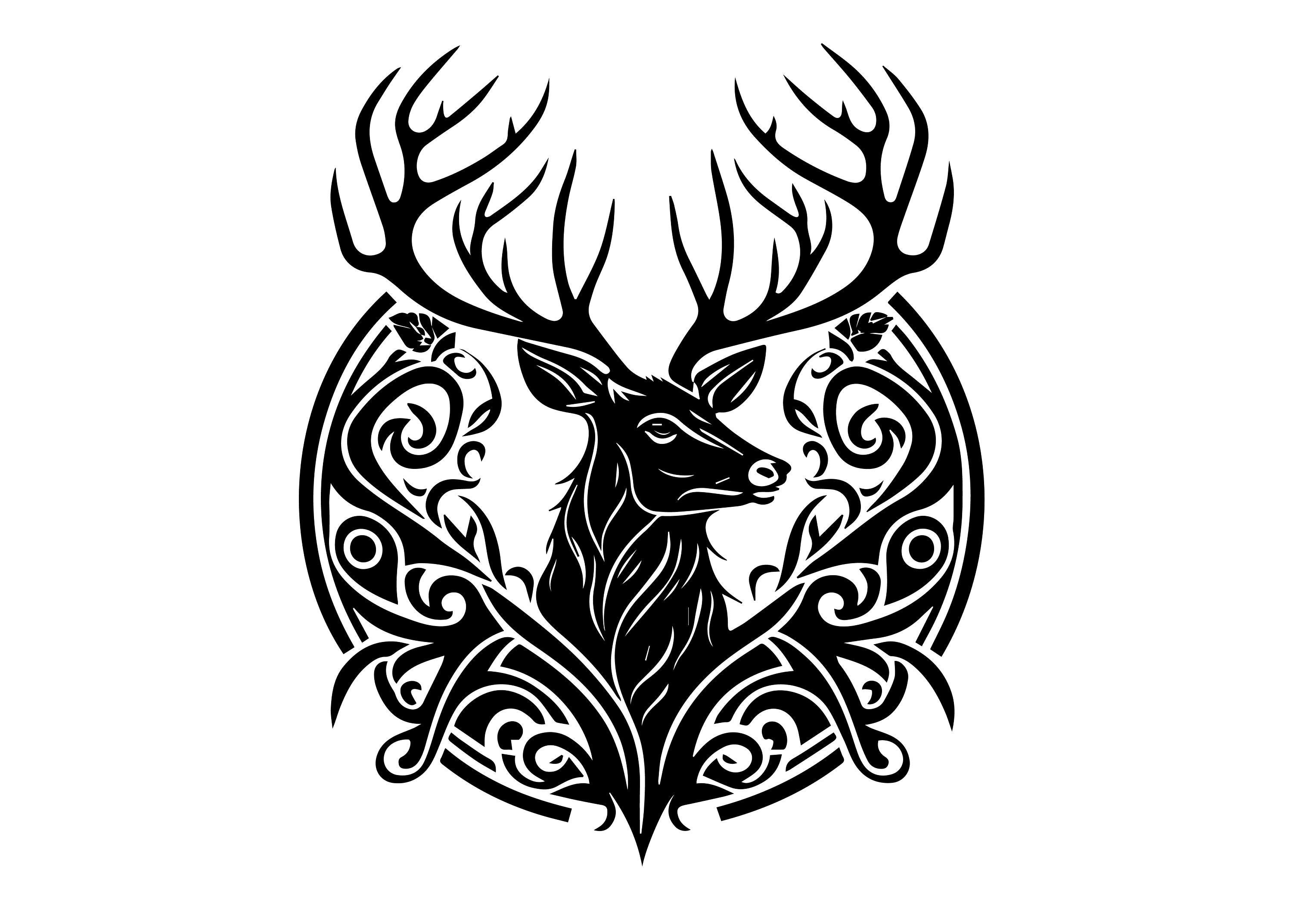 Deer Head Tribal Pattern Stock Illustration - Download Image Now ...