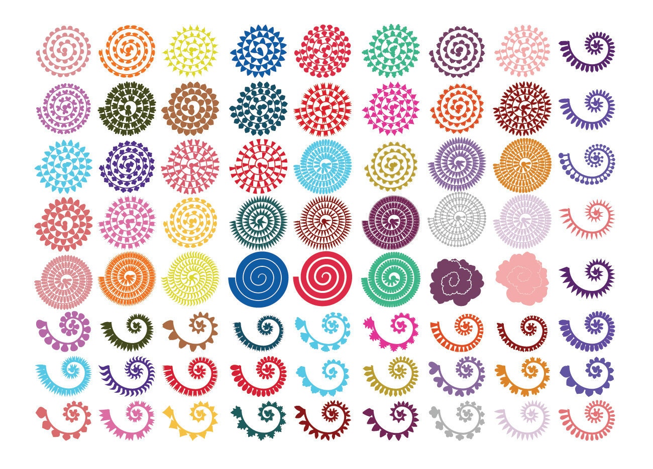 Download Rolled Flower Svg Rolled Flowers Template Rolled Paper Etsy