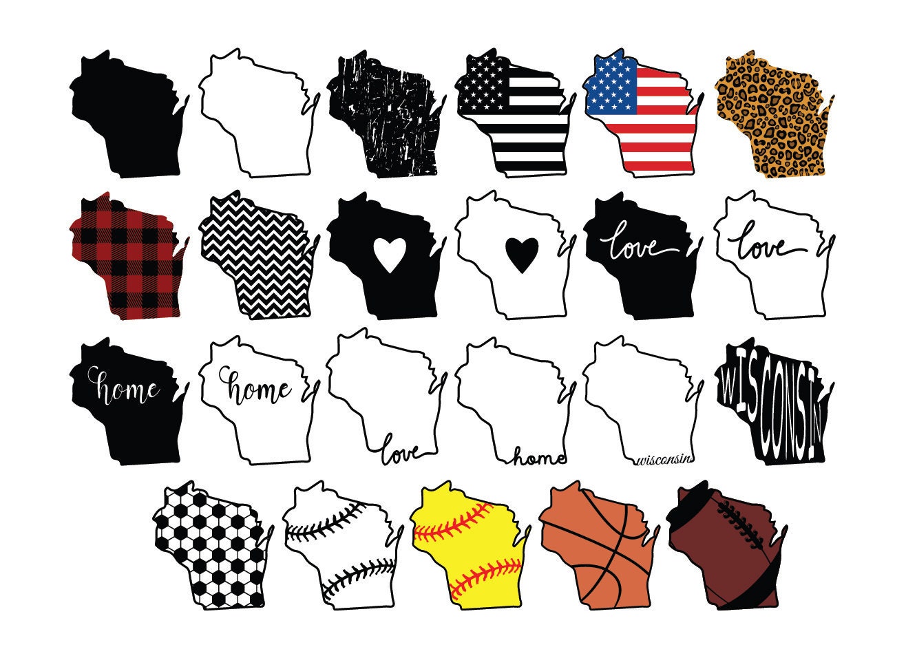 WISCONSIN STATE SVG, Wisconsin State Clipart, Wisconsin state silhouette cut files for Cricut, Wisconsin outline