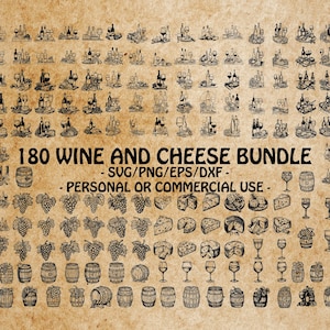 WIJNGLAS SVG, Gourmet Design Clipart, wijn en kaas kunst Svg-bestanden voor Cricut, culinaire decorkunst