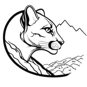 TÊTE DE COUGAR SVG, Clipart de couguar, tête de couguar fichier coupe Svg pour Cricut, Svg de couguar