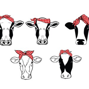 COW BANDANA SVG, Cow With Bandana Clipart, Cow Head Svg File for Cricut ...