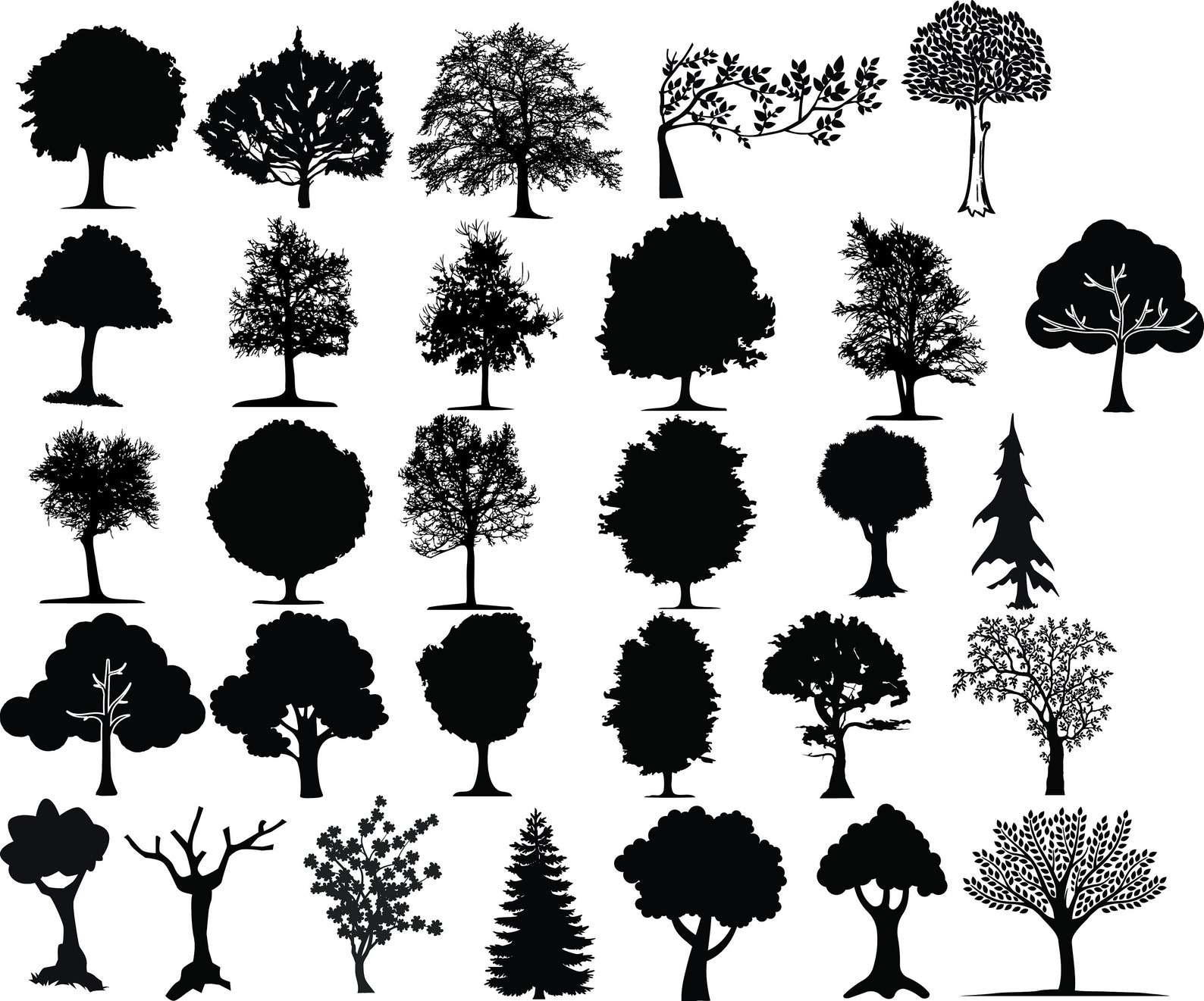 TREE SILHOUETTE SVG Bundle Tree Cut Files for Cricut Forest - Etsy