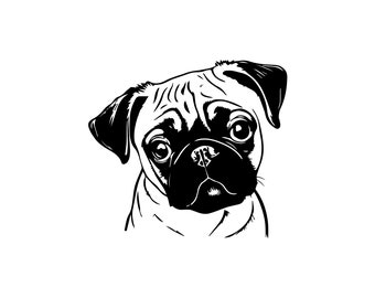 PUG SVG, PUG Clipart, Pug Svg Files For Cricut, Pug Silhouette Svg, Dog svg