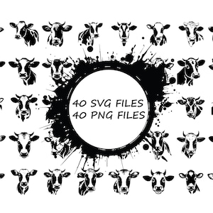 牛 SVG、牛 クリップアート、Cricut 用牛の頭 SVG ファイル、農場生活 SVG、雌牛 SVG カット ファイル