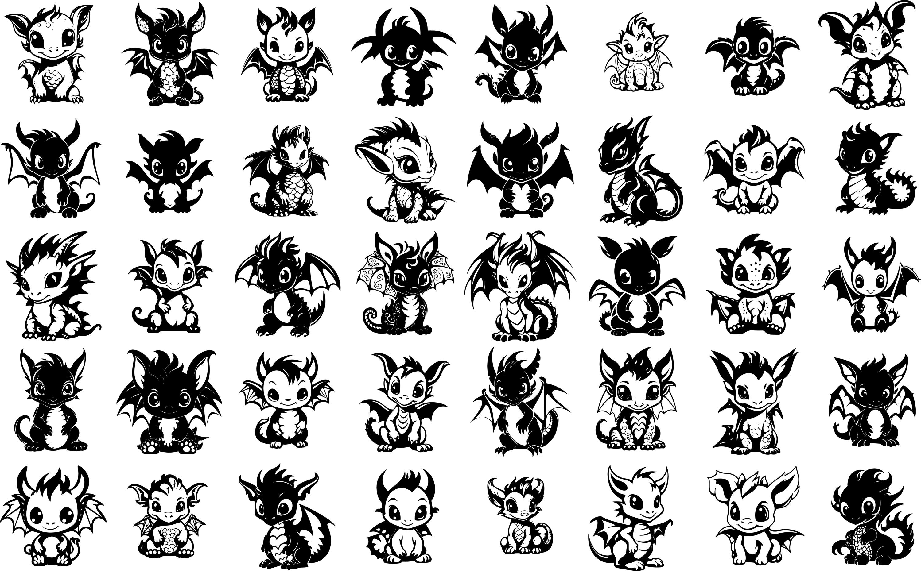 BABY DRAGON SVG, Cute Dragon Clipart, Whimsical Dragon Art Svg Files ...