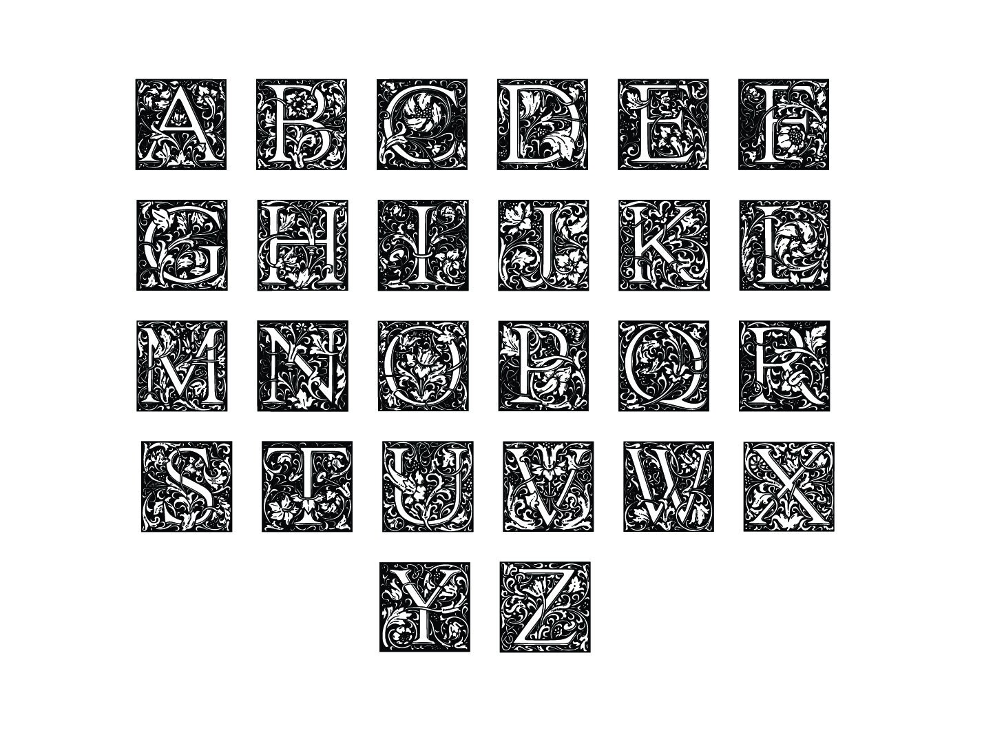 Ornamental Alphabet Svg Files Ornamental Alphabet Clipart Etsy