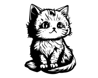 KATT SVG, KATT Clipart, Söt Katt Svg Klippfiler för Cricut, Katt Silhuett Svg, Katt Ansikte Svg