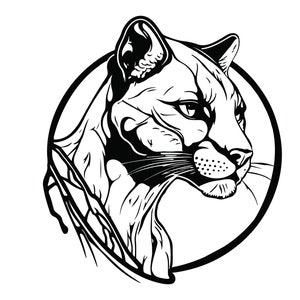 TÊTE DE COUGAR SVG, Clipart de couguar, tête de couguar fichier coupe Svg pour Cricut, Svg de couguar