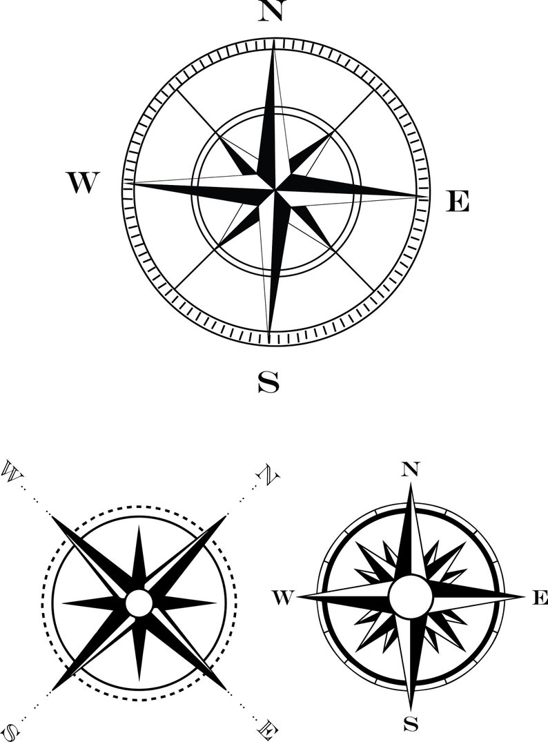 Download Nautical Compass SVG SVG file Cut file Clip art Silhouette | Etsy