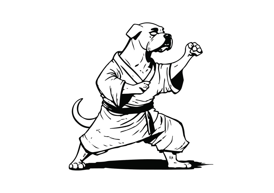 KARATE DOG SVG, Karate Dog Clipart, Taekwondo Dog Svg Files for Cricut
