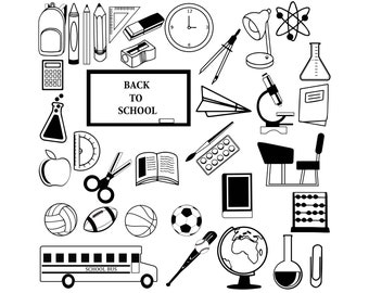 School SVG Bundle, SVG Files, Back to School SVG, Cricut, Silhouette Cameo, ScanNCut, School Supplies Svg, Svg Files Bundle, Svg Cut Files