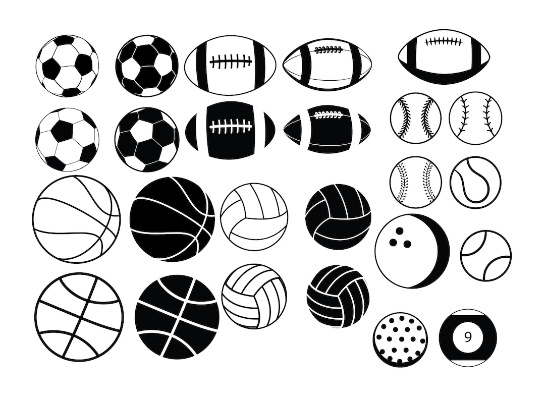 SPORTS BALLS SVG, Sports Ball Clipart, Baseball Ball, Basketball Ball