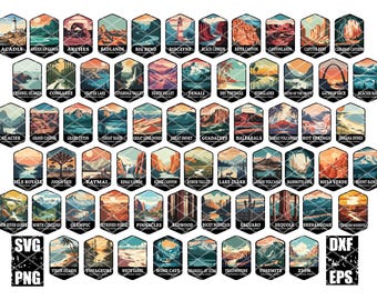USA NATIONAL PARKS All 63, National Parks Svg Cut Files, American National Parks Laser Engraving Files