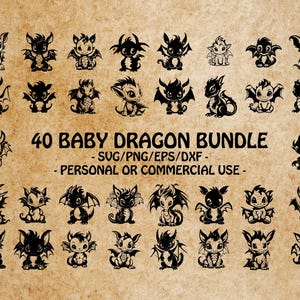 BABY DRAGON SVG, Cute Dragon Clipart, Whimsical Dragon Art Svg Files For Cricut, Fantasy Creature Design