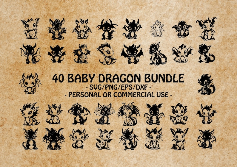 BABY DRAGON SVG, Cute Dragon Clipart, Whimsical Dragon Art Svg Files ...
