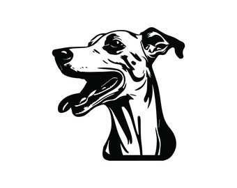 WHIPPET HEAD SVG, Whippet Head Clipart, Whippet Dog Head Svg Files For Cricut