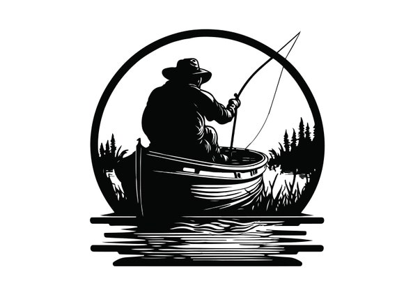 FISHERMAN in BOAT SVG, Fishing Svg Cut Files for Cricut, Fishing Clipart