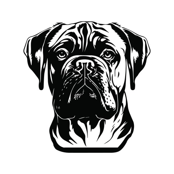 BULLMASTIFF HEAD SVG, Bullmastiff Head Clipart, Bullmastiff Head Svg Files For Cricut