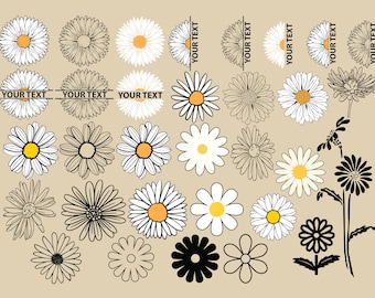 DAISY SVG, DAISY Flower Clipart, Daisy Svg Cut files for Cricut, Daisy monogram Svg, Half daisy svg