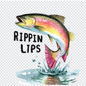 Arte stampabile di pesca ad acquerello, illustrazione di trota iridea con labbra strappate, regalo per pescatori, decorazione digitale per pescatori, stampa ispirata alla natura