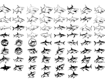 SHARK SVG, SHARK Svg Cut Files For Cricut, Shark Clipart, Shark Silhouettes Svg, White Shark Svg