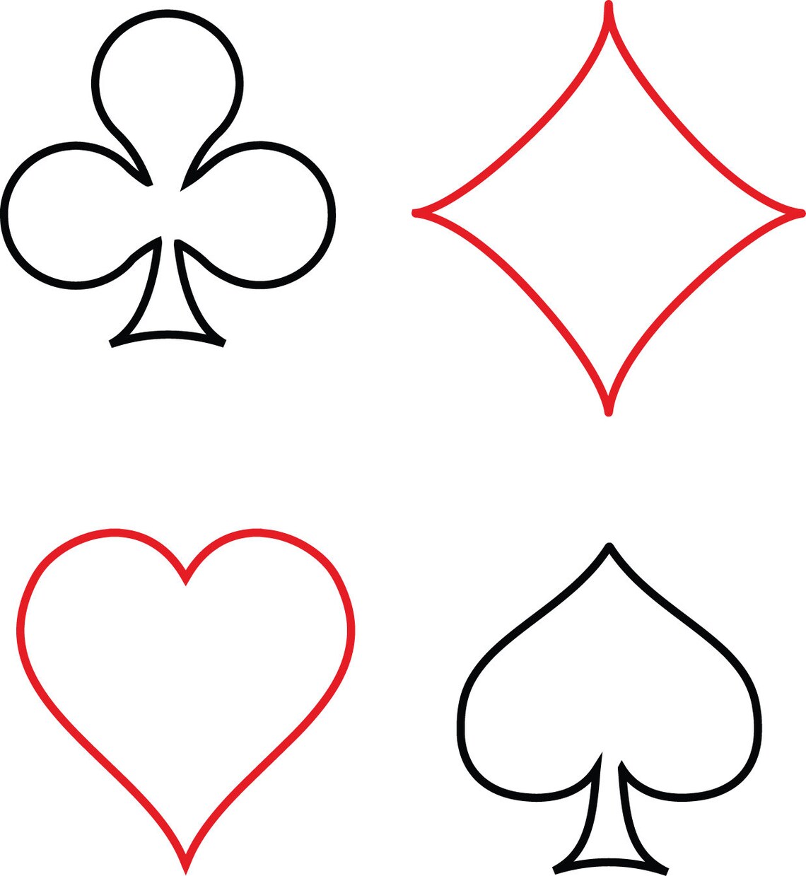Card Suits SVG SVG Files Diamond Heart Spade Club Clip Etsy