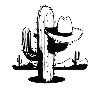 CACTUS SVG, clipart de cactus, archivo de corte de cactus Svg para Cricut, sombrero de vaquero Svg, Western Svg
