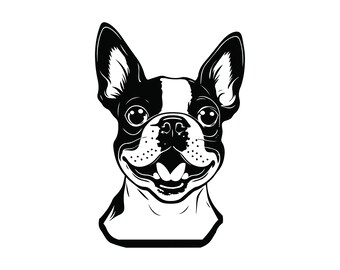 BOSTON TERRIER HEAD Svg, Boston Terrier Head Clipart, Boston Terrier Dog Head Svg Files For Cricut