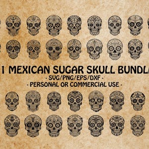 MEXIKANISCHE ZUCKERSCHÄDEL SVG, Tag der Toten Clipart, komplizierte Schädel-Design-Svg-Dateien für Cricut, Calavera Vektor-Kunst