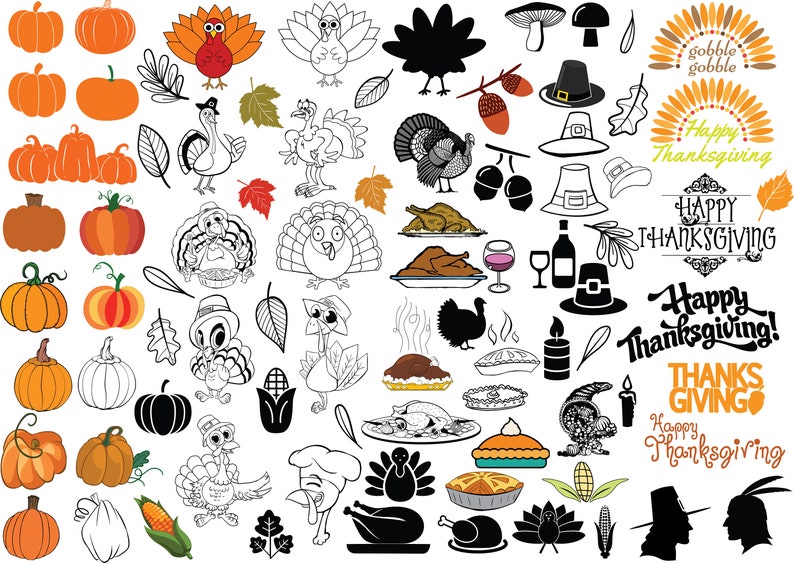 Download THANKSGIVING SVG BUNDLE Clipart de Acción de Gracias | Etsy