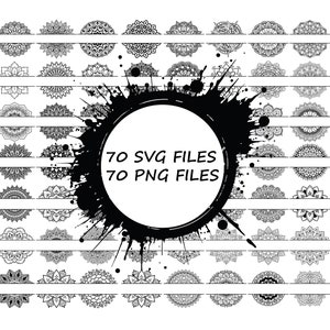 MANDALA SPLIT SVG, Split Mandala Clipart Png, Split Mandala Svg Cut Files for Cricut