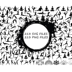 YOGA SVG Bundel, YOGA Svg Cut-bestanden voor Cricut, Meditatie Svg, Yoga Clipart, Lotus Svg, Namaste Svg