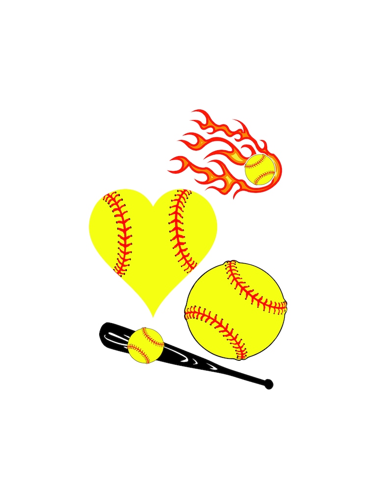 Softball Heart Softball Heart SVG SVG File Softball SVG Etsy