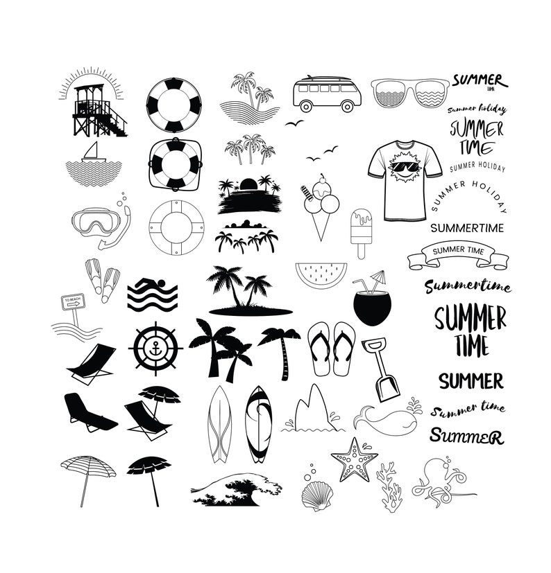 Download BEACH SVG BUNDLE Files Beach Clipart Bundle Summer Svg | Etsy